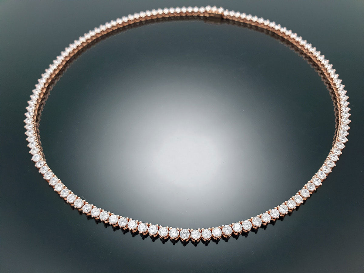 Sterling Silver Tennis Necklace 3prong 3mm with New Clasp