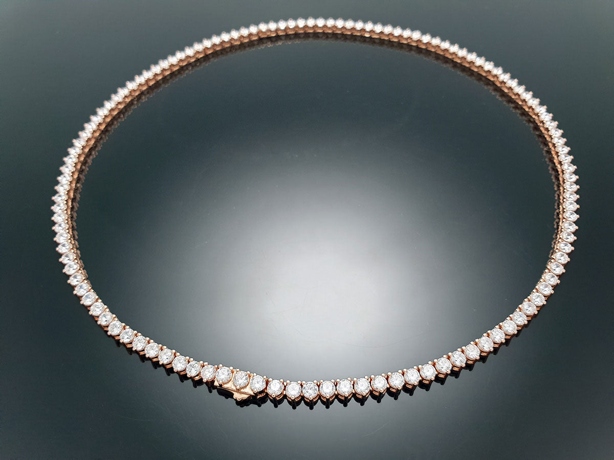 Sterling Silver Tennis Necklace 3prong 3mm with New Clasp