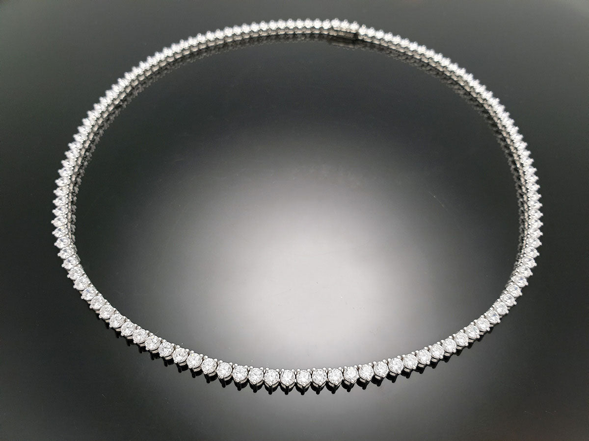 Sterling Silver Tennis Necklace 3prong 3mm with New Clasp