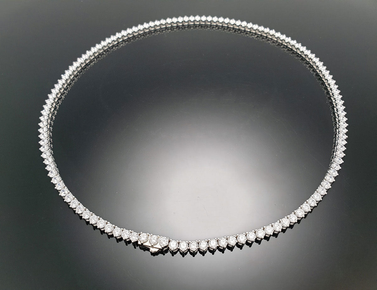 Sterling Silver Tennis Necklace 3prong 3mm with New Clasp