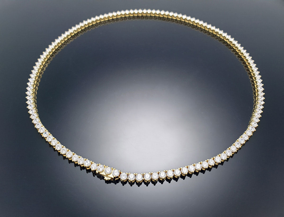 Sterling Silver Tennis Necklace 3prong 3mm with New Clasp