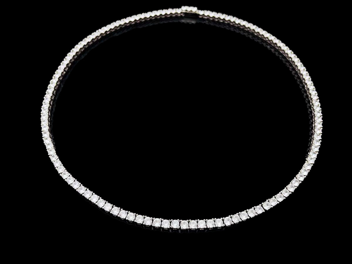 Sterling Silver Tennis Necklace 4prong 3mm with New Clasp