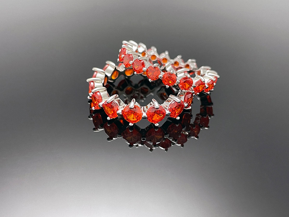 4prong Compass Layered Ring Orange Red