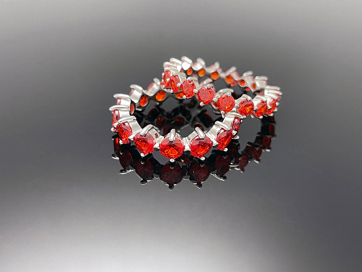 4prong Compass Layered Ring Orange Red