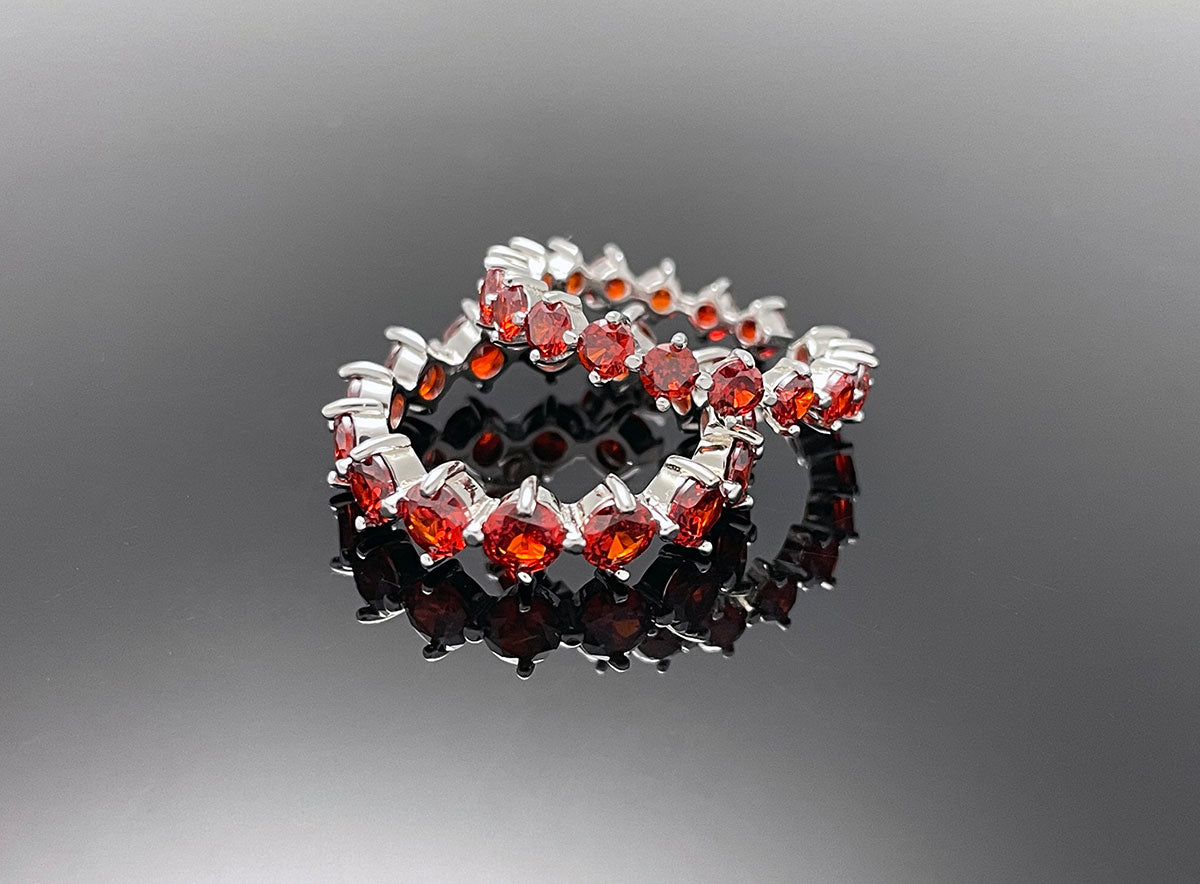 4prong Compass Layered Ring Orange Red
