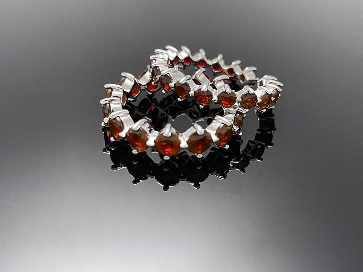 4prong Compass Layered Ring Orange Red