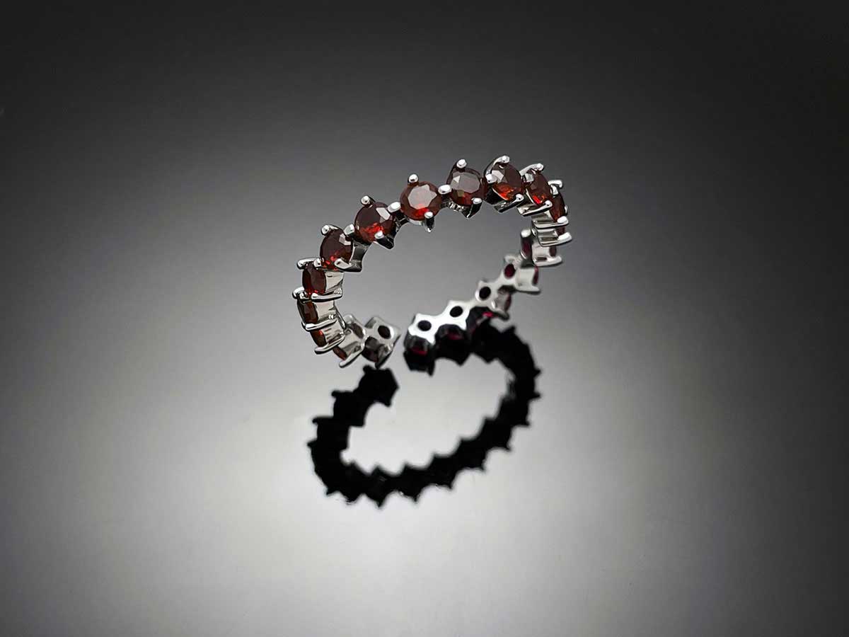 4prong Compass Layered Ring Orange Red