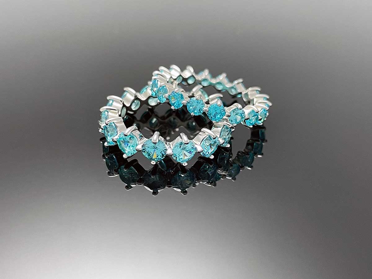 4prong Compass Layered Ring Blue