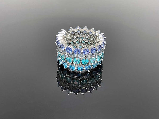 4prong Compass Layered Ring Blue