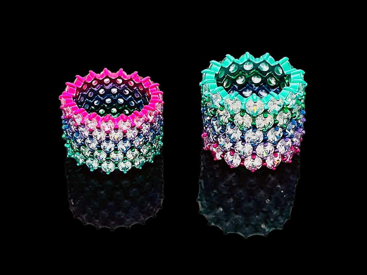 4prong Compass Layered Ring Candy Color