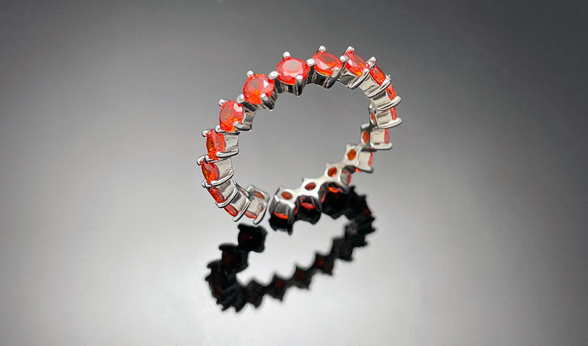 4prong Compass Layered Ring Orange Red