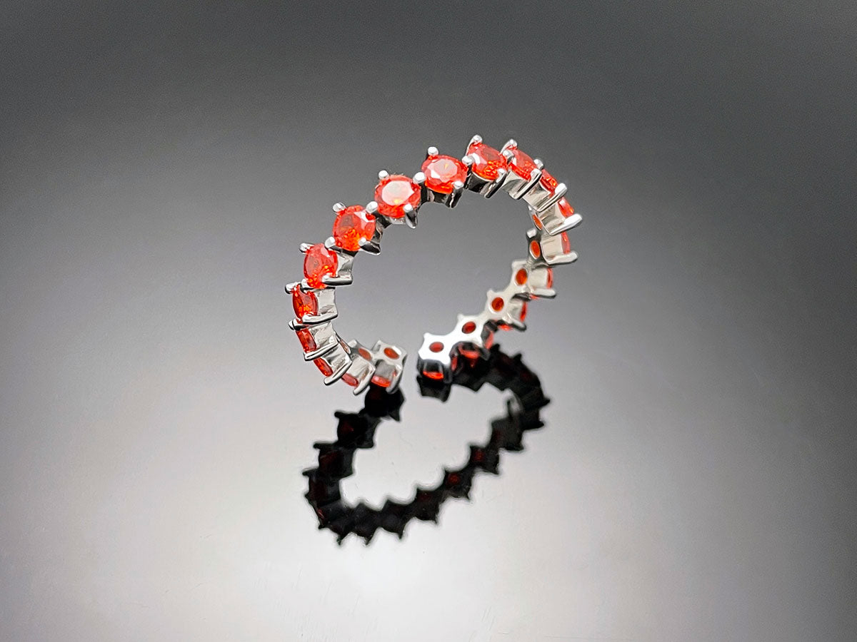 4prong Compass Layered Ring Orange Red