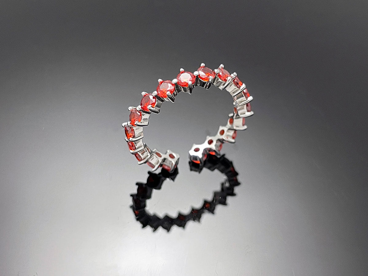 4prong Compass Layered Ring Orange Red