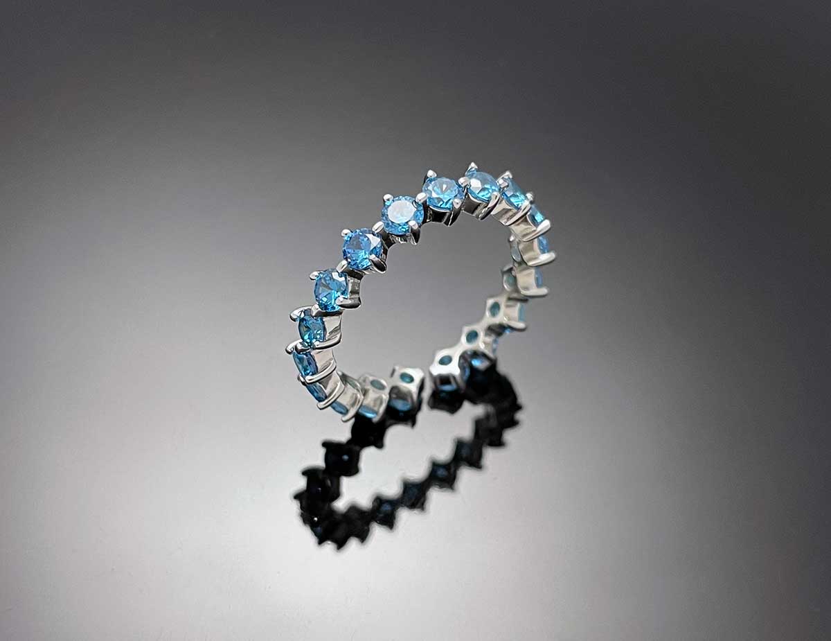 4prong Compass Layered Ring Blue