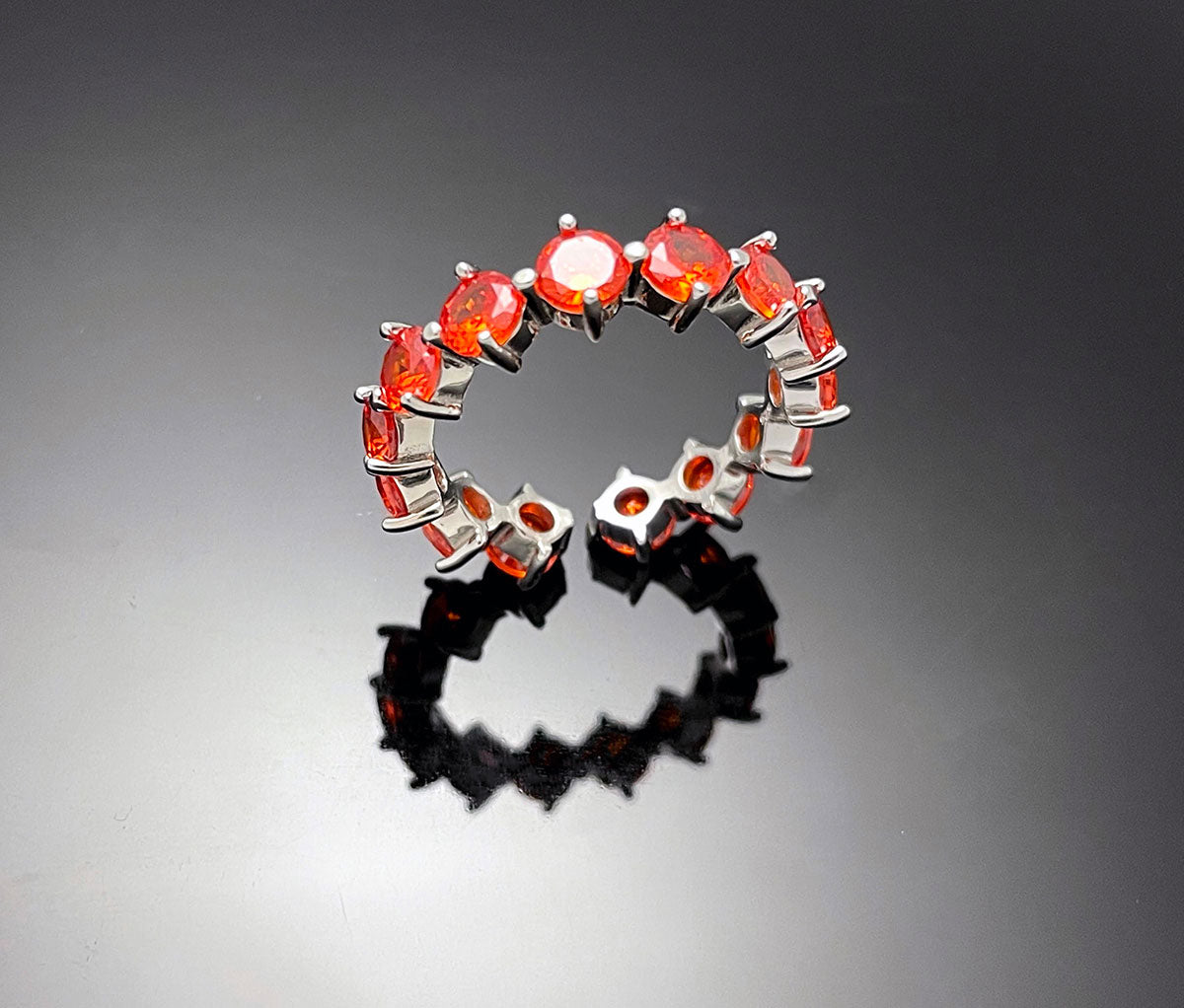 4prong Compass Layered Ring Orange Red