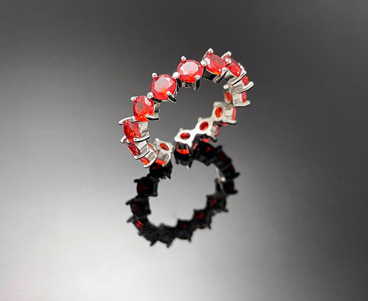 4prong Compass Layered Ring Orange Red