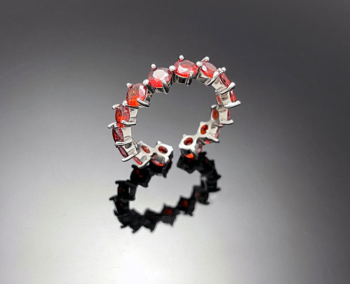 4prong Compass Layered Ring Orange Red