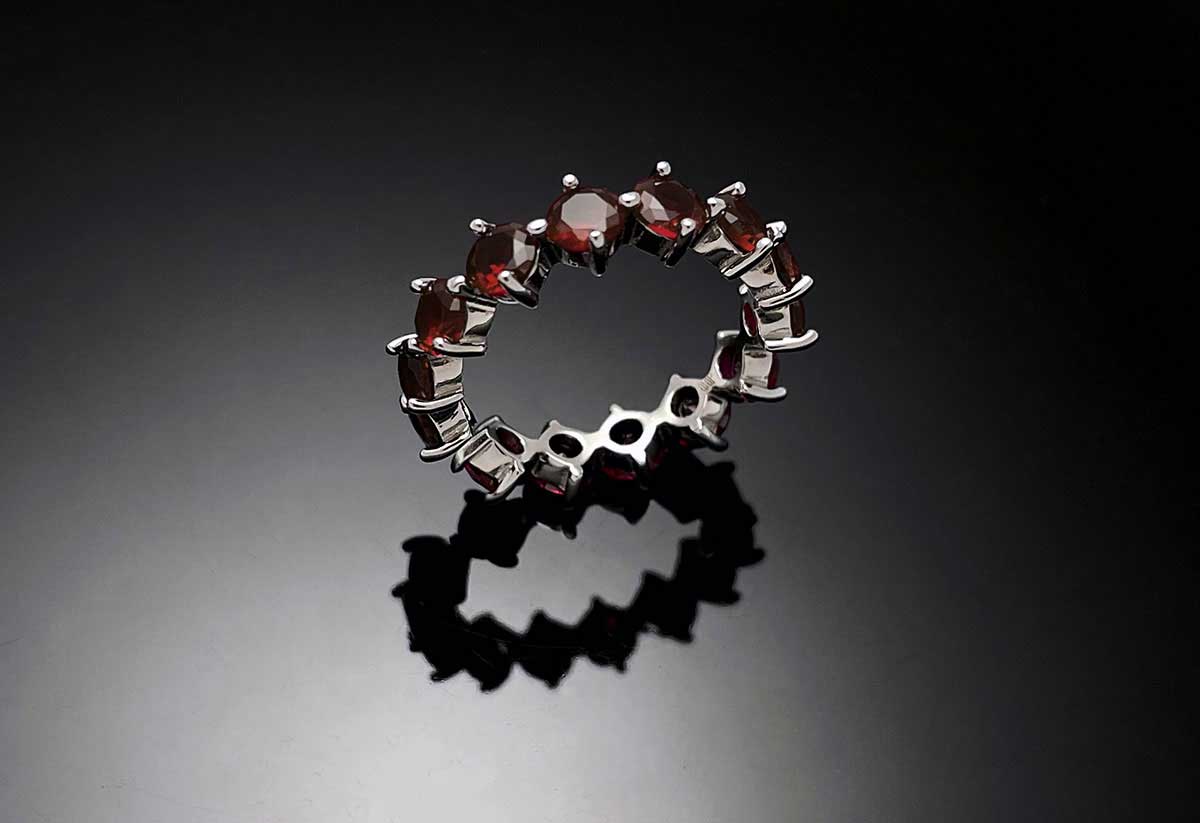 4prong Compass Layered Ring Orange Red