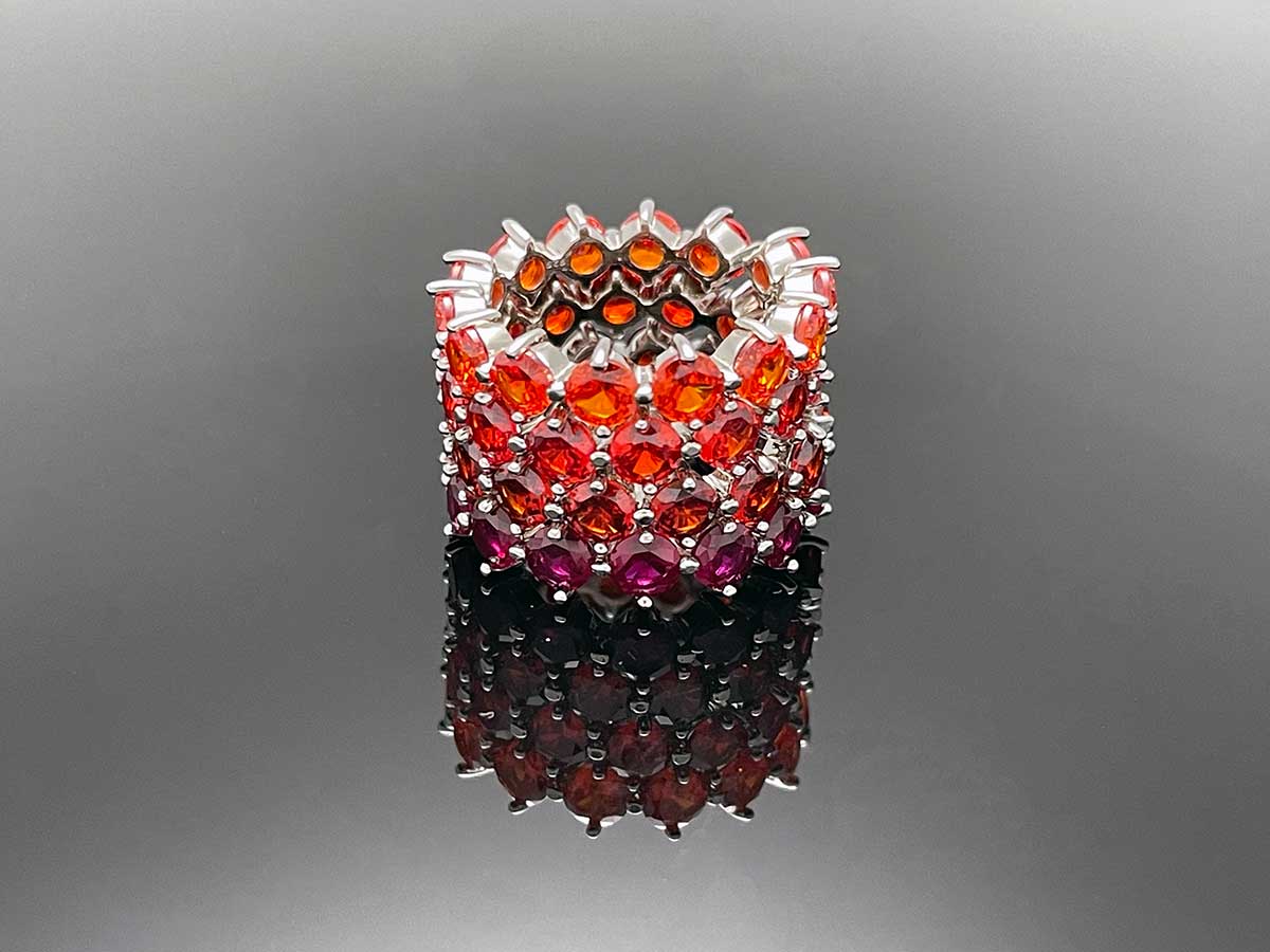 4prong Compass Layered Ring Orange Red