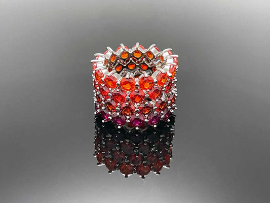 4prong Compass Layered Ring Orange Red