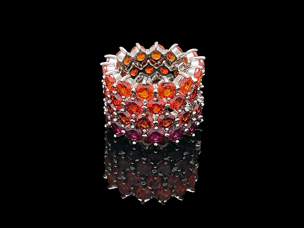 4prong Compass Layered Ring Orange Red