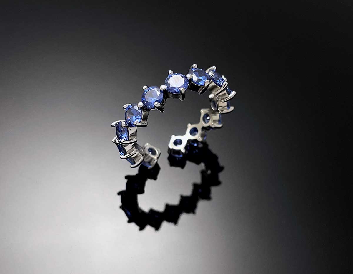 4prong Compass Layered Ring Blue