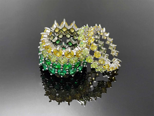 4prong Compass Layered Ring Green