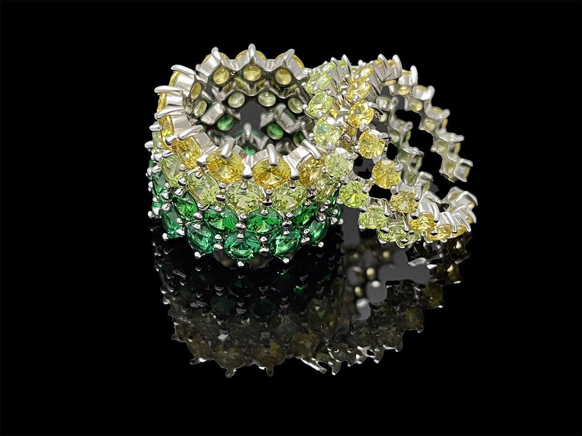 4prong Compass Layered Ring Green