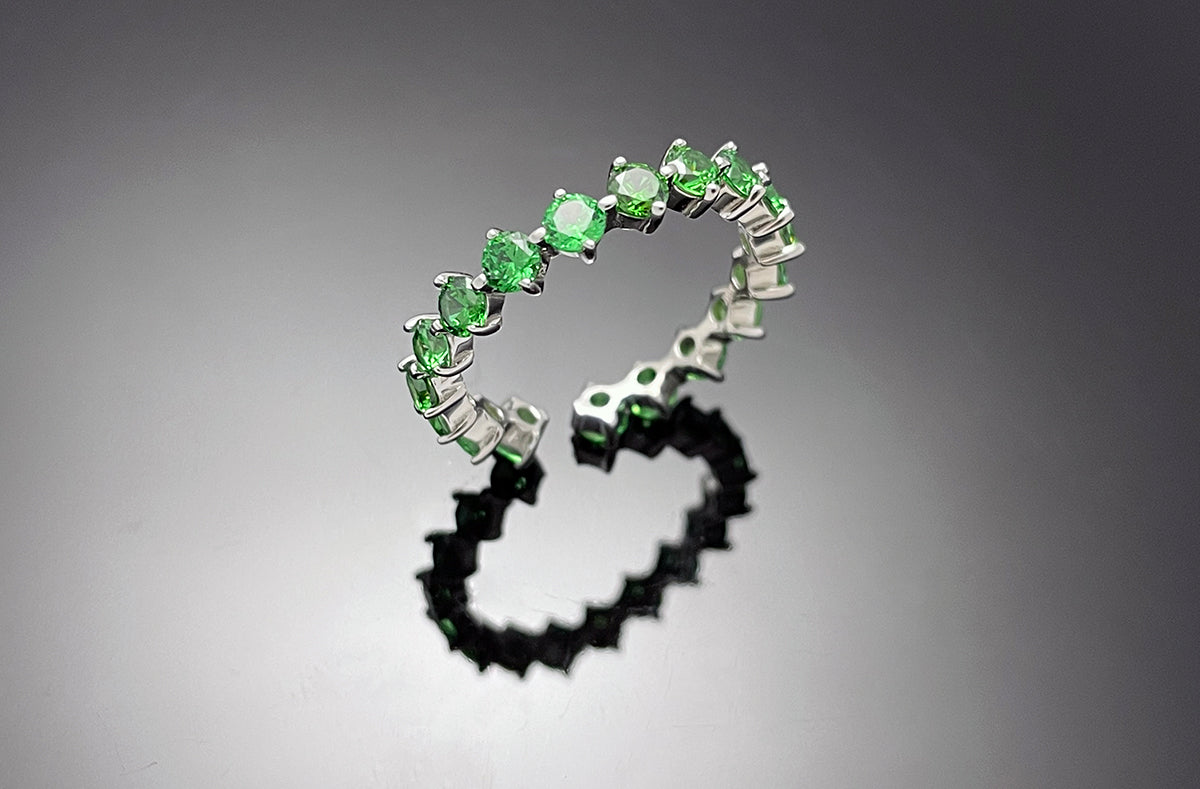 4prong Compass Layered Ring Green