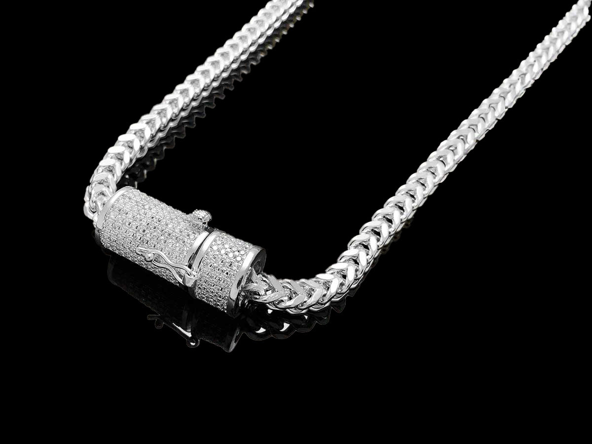 Franco Chain with Iced clasp Necklace 6mm