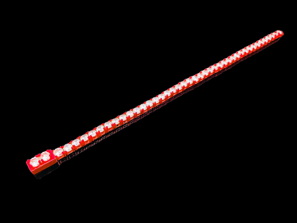 Color Tennis Chain Bracelet with New Clasp Candy Red