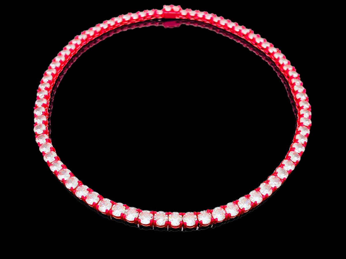 Color Tennis Chain Necklace with New Clasp Candy Red