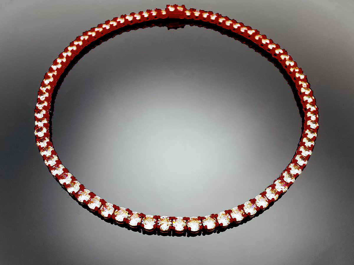 Color Tennis Chain Necklace with New Clasp Candy Red