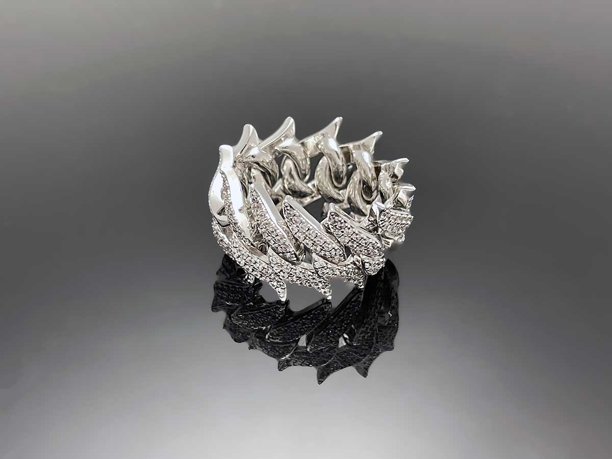 Fish bone Cuban Ring