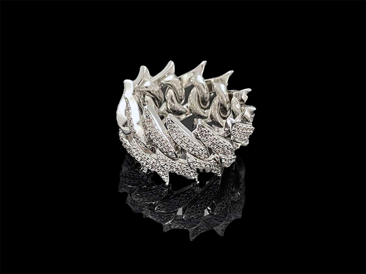 Fish bone Cuban Ring