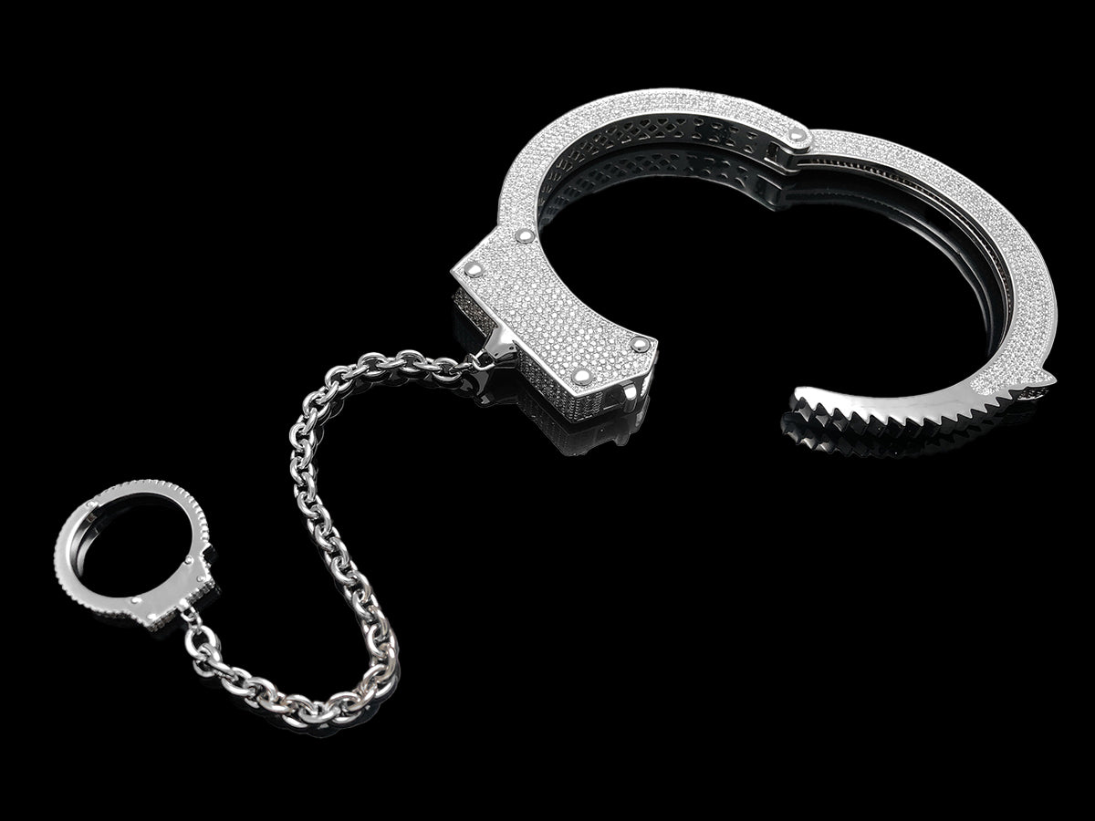 Iced Cuffs Bangle Bracelet with Ring