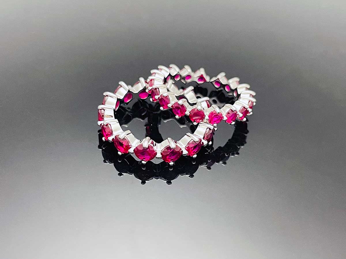 4prong Compass Layered Ring Orange Red