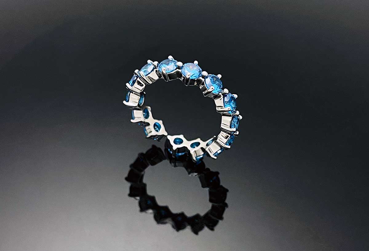 4prong Compass Layered Ring Blue