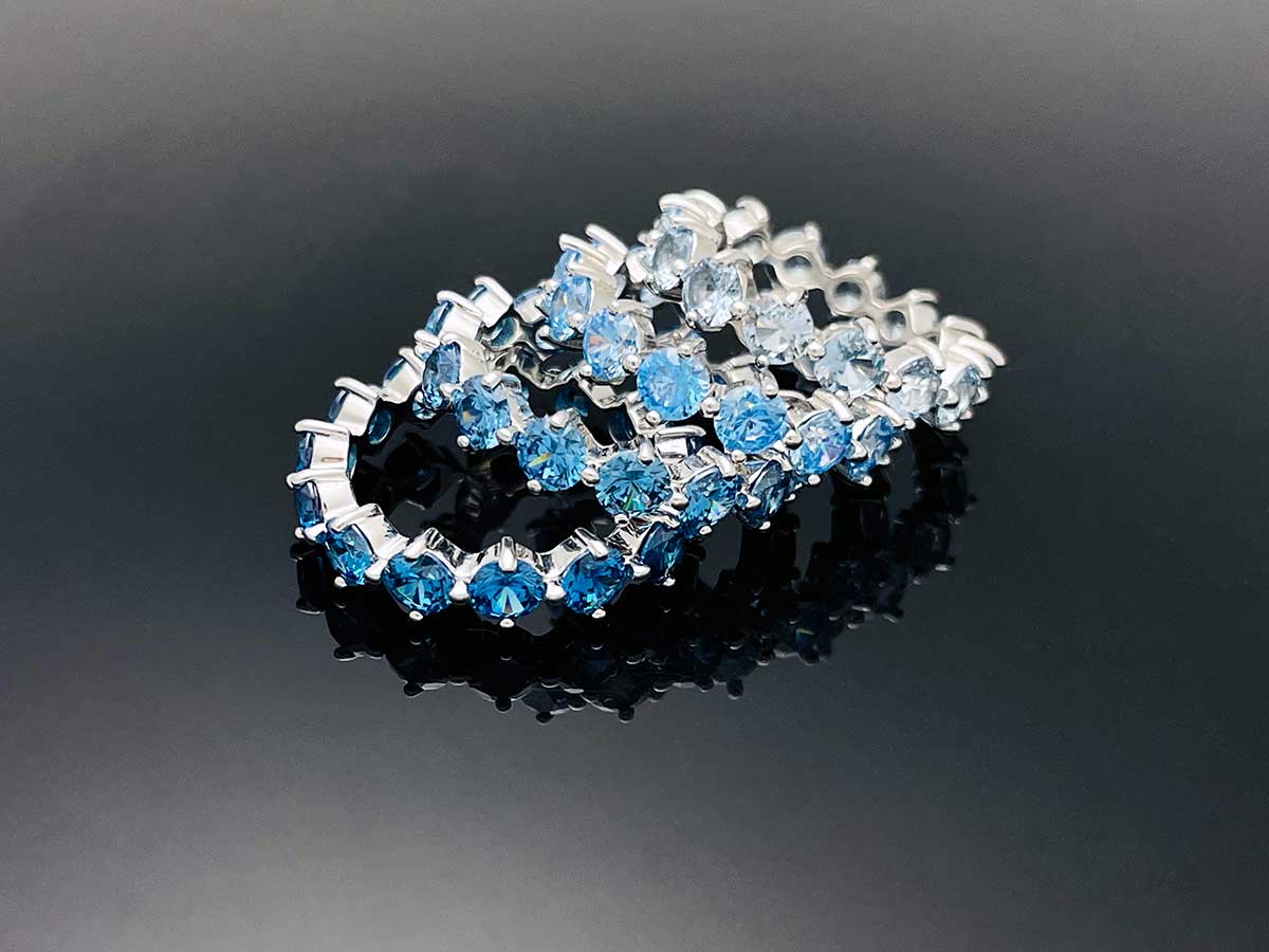 4prong Compass Layered Ring Blue