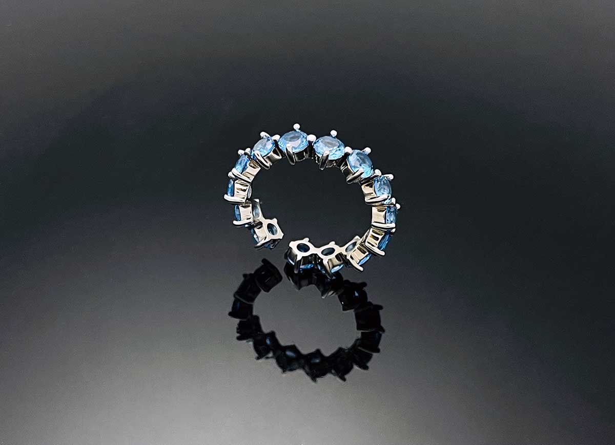 4prong Compass Layered Ring Blue