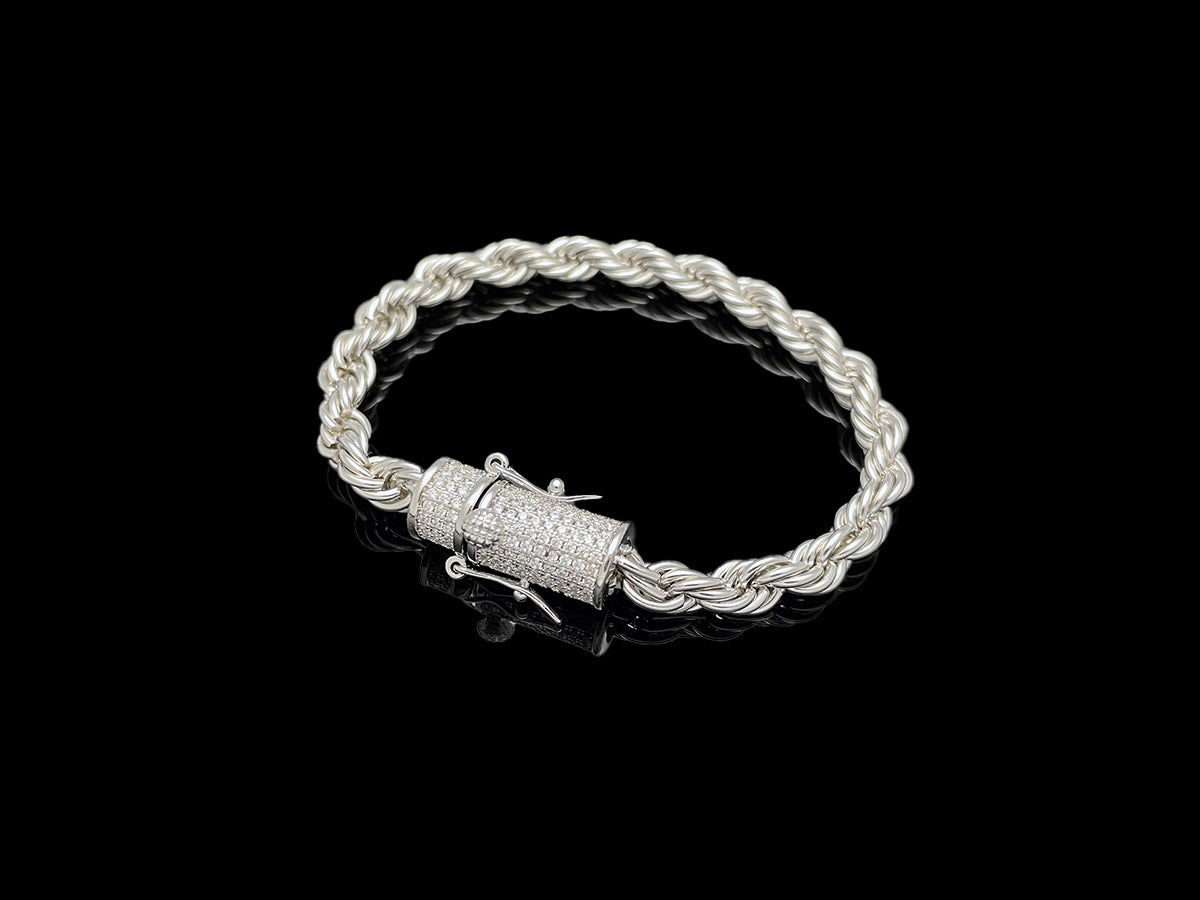 Rope Chain with Iced clasp Bracelet 6mm
