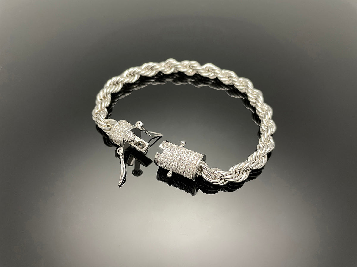 Rope Chain with Iced clasp Bracelet 6mm