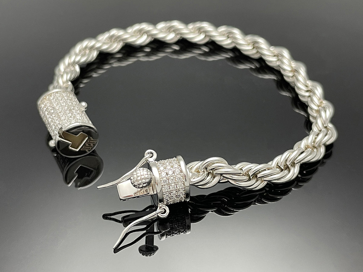 Rope Chain with Iced clasp Bracelet 6mm