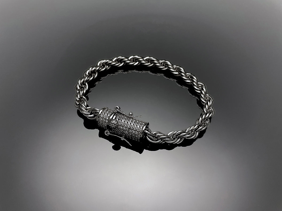 Rope Chain with Iced clasp Bracelet 6mm