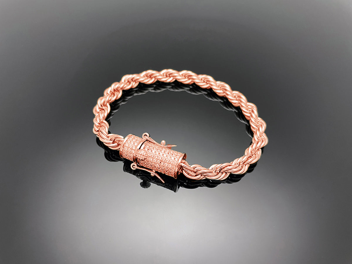 Rope Chain with Iced clasp Bracelet 6mm