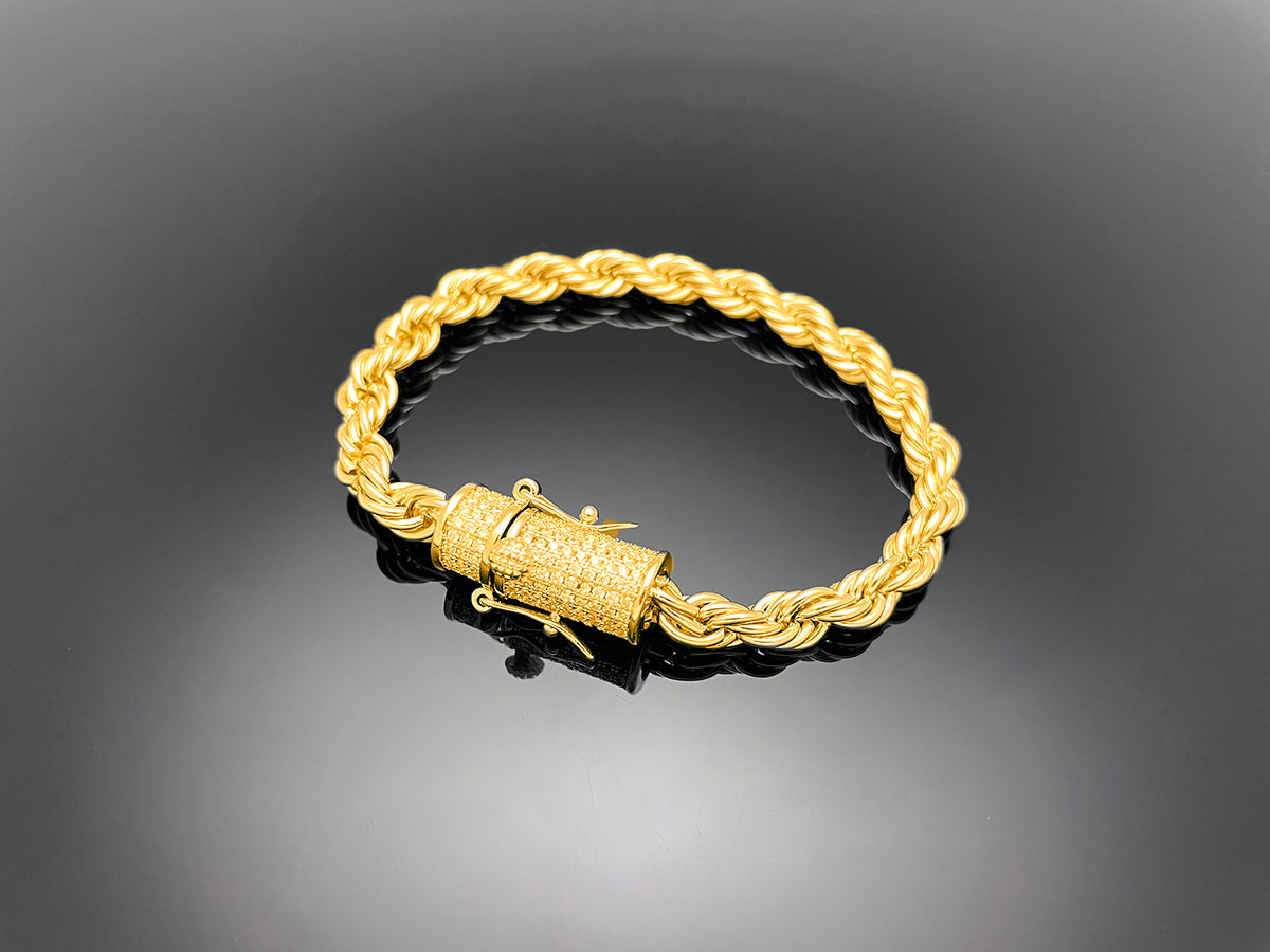 Rope Chain with Iced clasp Bracelet 6mm