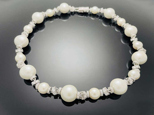 Iced Royal Shell Pearl Chain Necklace