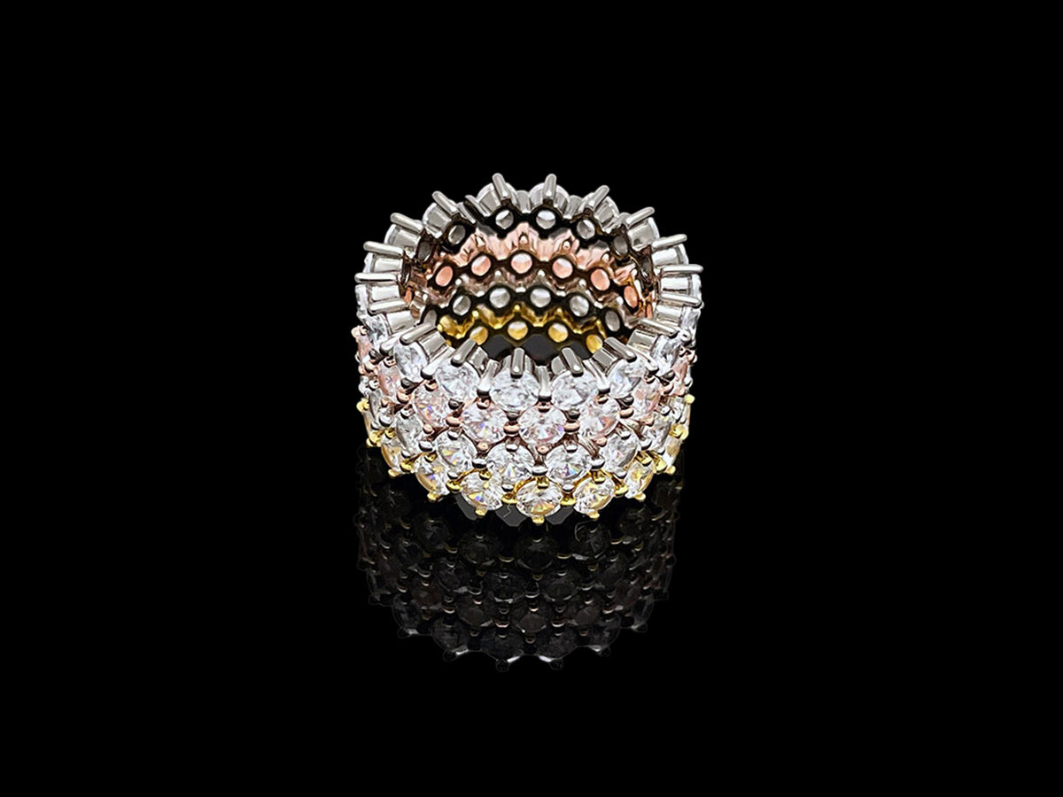 4prong 3mm Compass Layered Ring