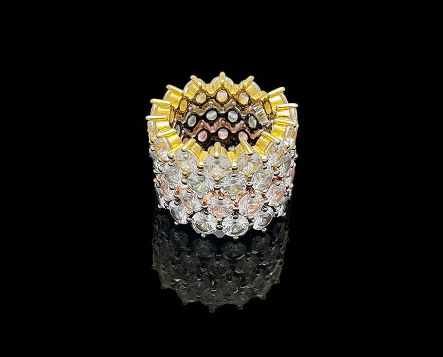4prong 4mm Compass Layered Ring
