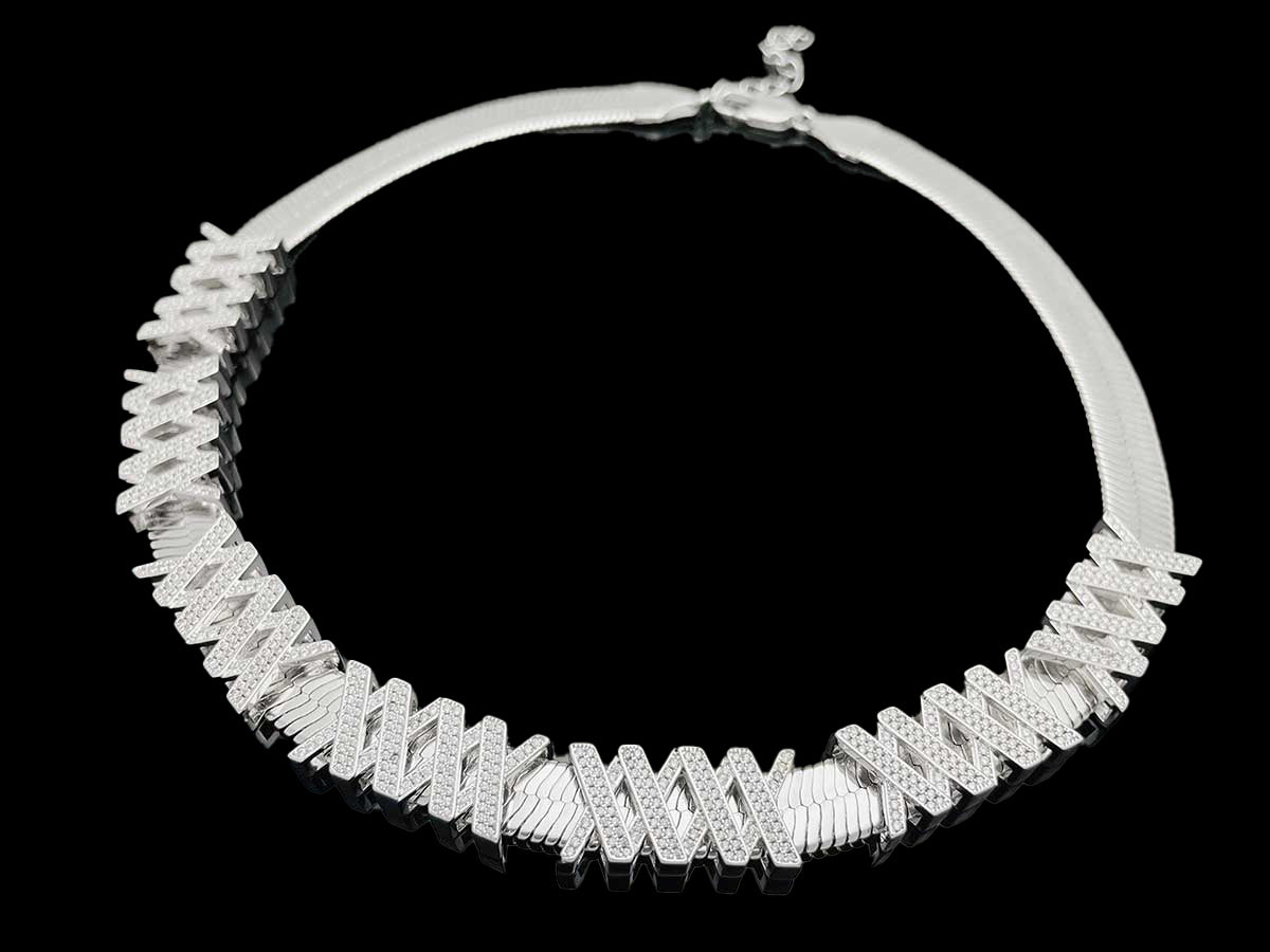 Iced WOOING Logo Snake Chain Necklace